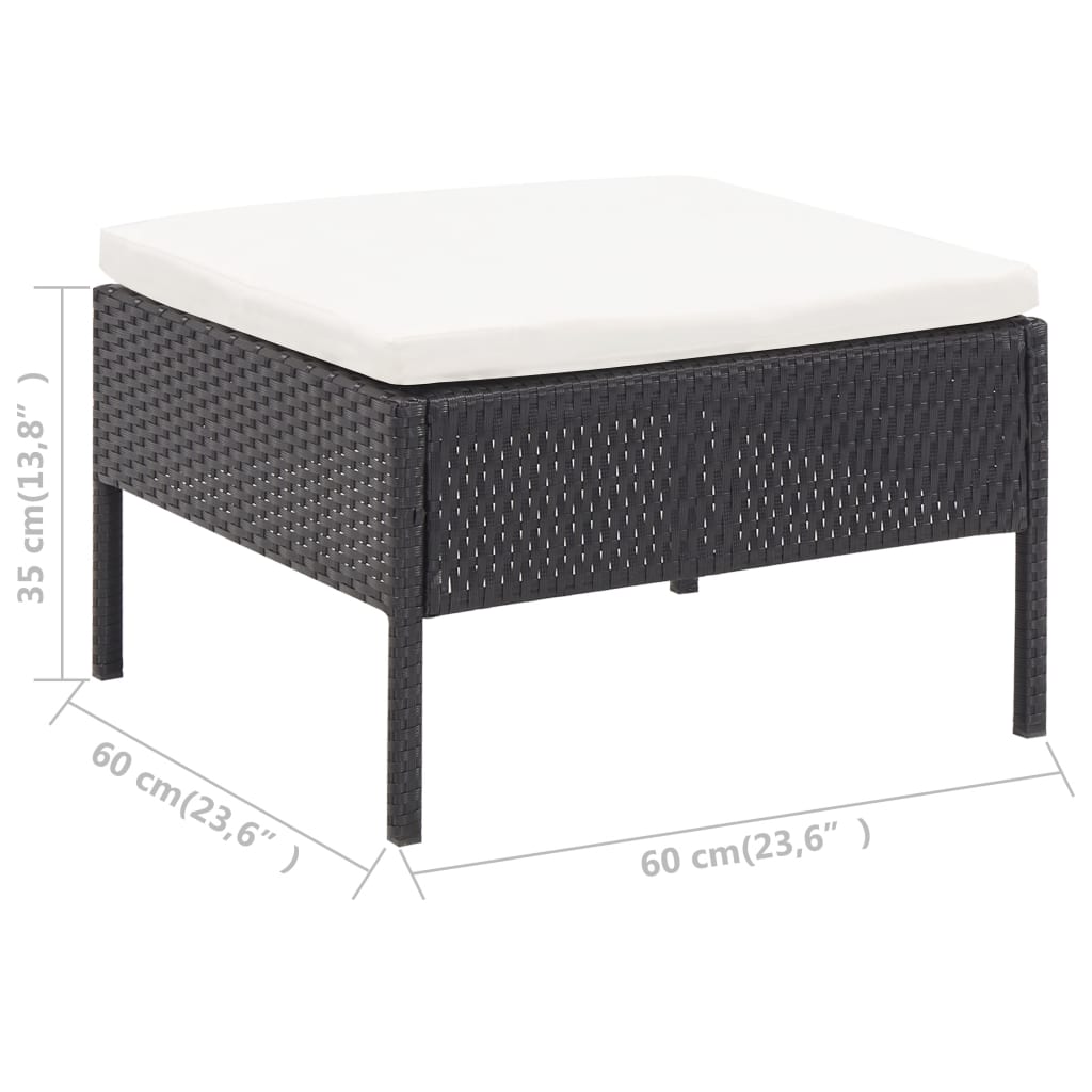 Set Divani da Giardino 3 pz con Cuscini in Polyrattan Nero - homemem39