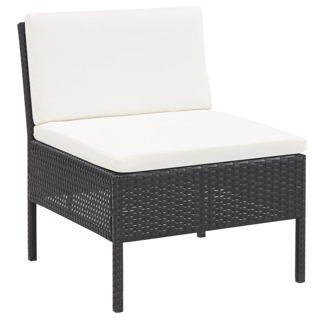 Set Divani da Giardino 3 pz con Cuscini in Polyrattan Nero - homemem39