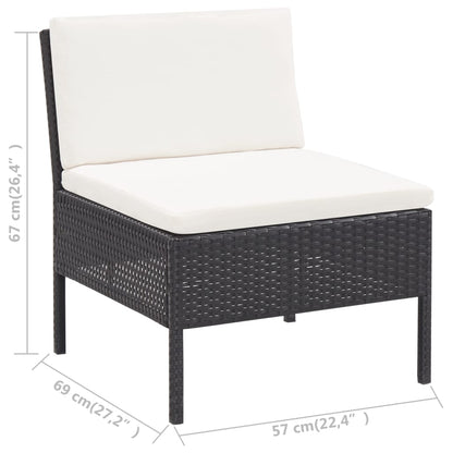 Set Divani da Giardino 3 pz con Cuscini in Polyrattan Nero - homemem39