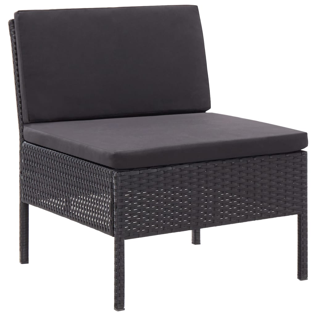 Set Divani da Giardino 3 pz con Cuscini in Polyrattan Nero - homemem39