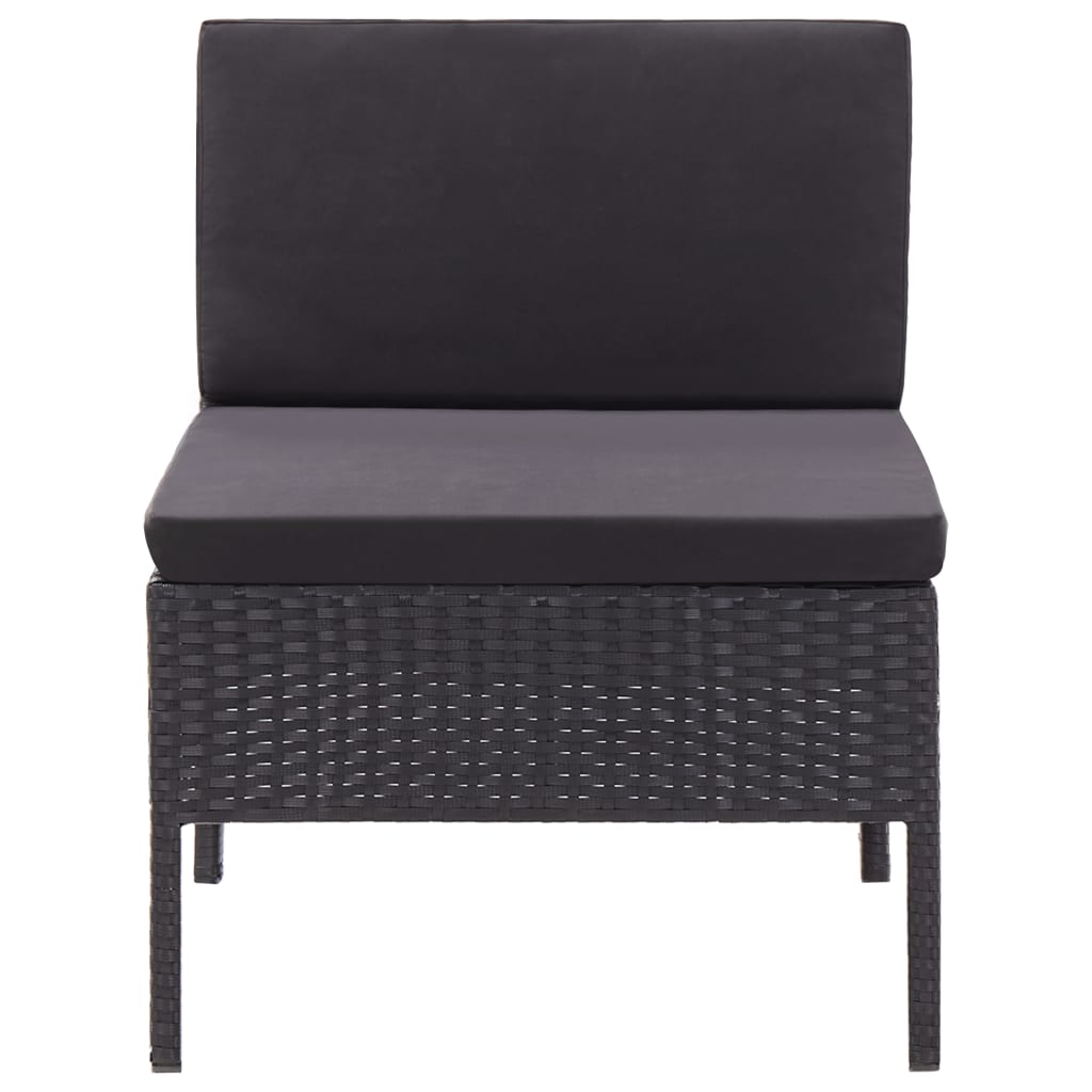 Set Divani da Giardino 3 pz con Cuscini in Polyrattan Nero - homemem39