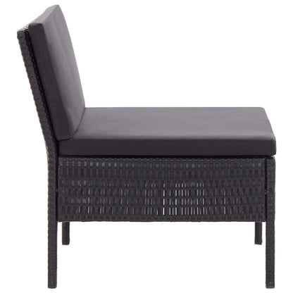 Set Divani da Giardino 3 pz con Cuscini in Polyrattan Nero - homemem39