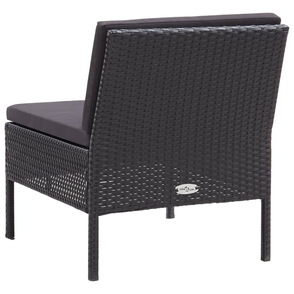 Set Divani da Giardino 3 pz con Cuscini in Polyrattan Nero - homemem39