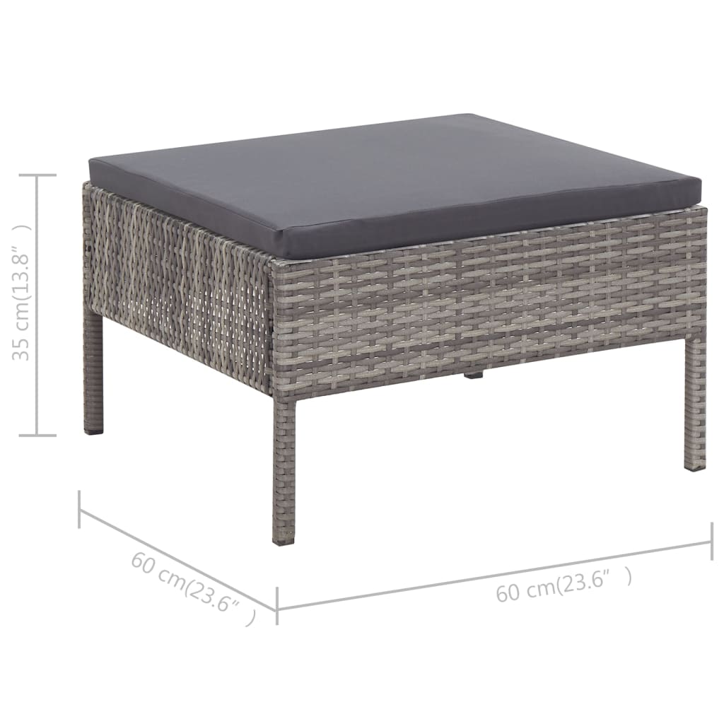 Set Divani da Giardino 3 pz con Cuscini in Polyrattan Grigio - homemem39