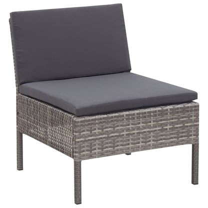 Set Divani da Giardino 3 pz con Cuscini in Polyrattan Grigio - homemem39