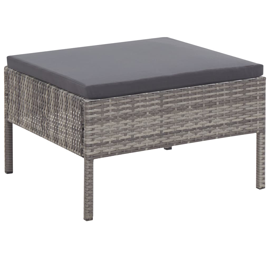 Set Divani da Giardino 3 pz con Cuscini in Polyrattan Grigio - homemem39