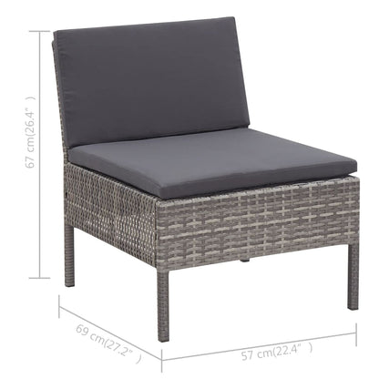 Set Divani da Giardino 3 pz con Cuscini in Polyrattan Grigio - homemem39