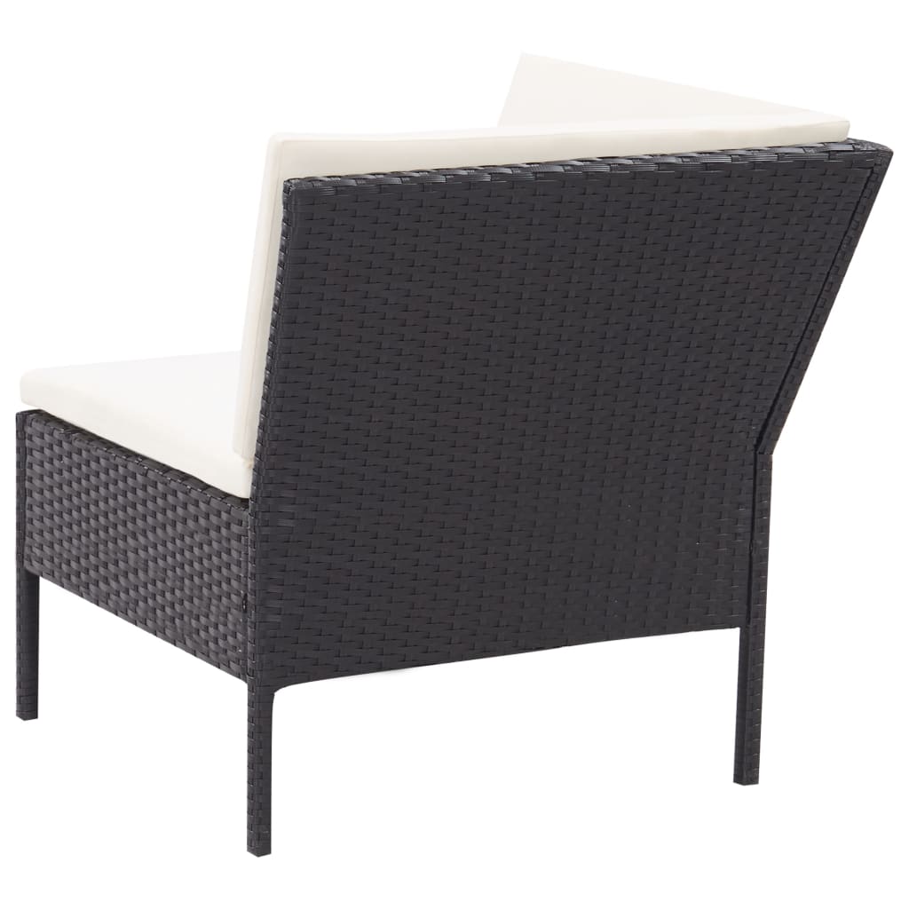 Set Divani da Giardino 3 pz con Cuscini in Polyrattan Nero - homemem39