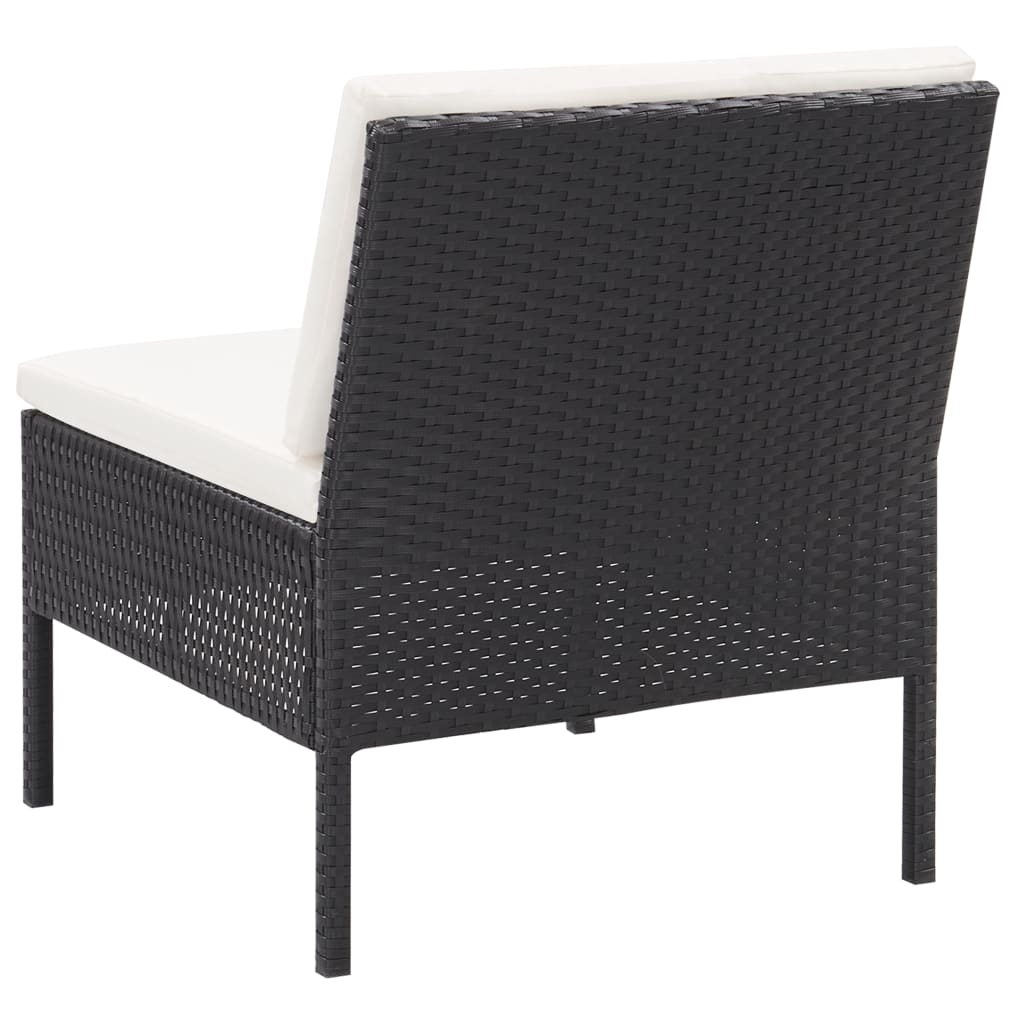 Set Divani da Giardino 3 pz con Cuscini in Polyrattan Nero - homemem39