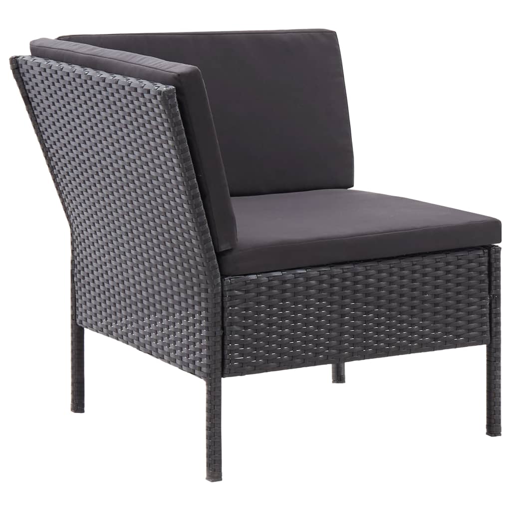 Set Divani da Giardino 3 pz con Cuscini in Polyrattan Nero - homemem39