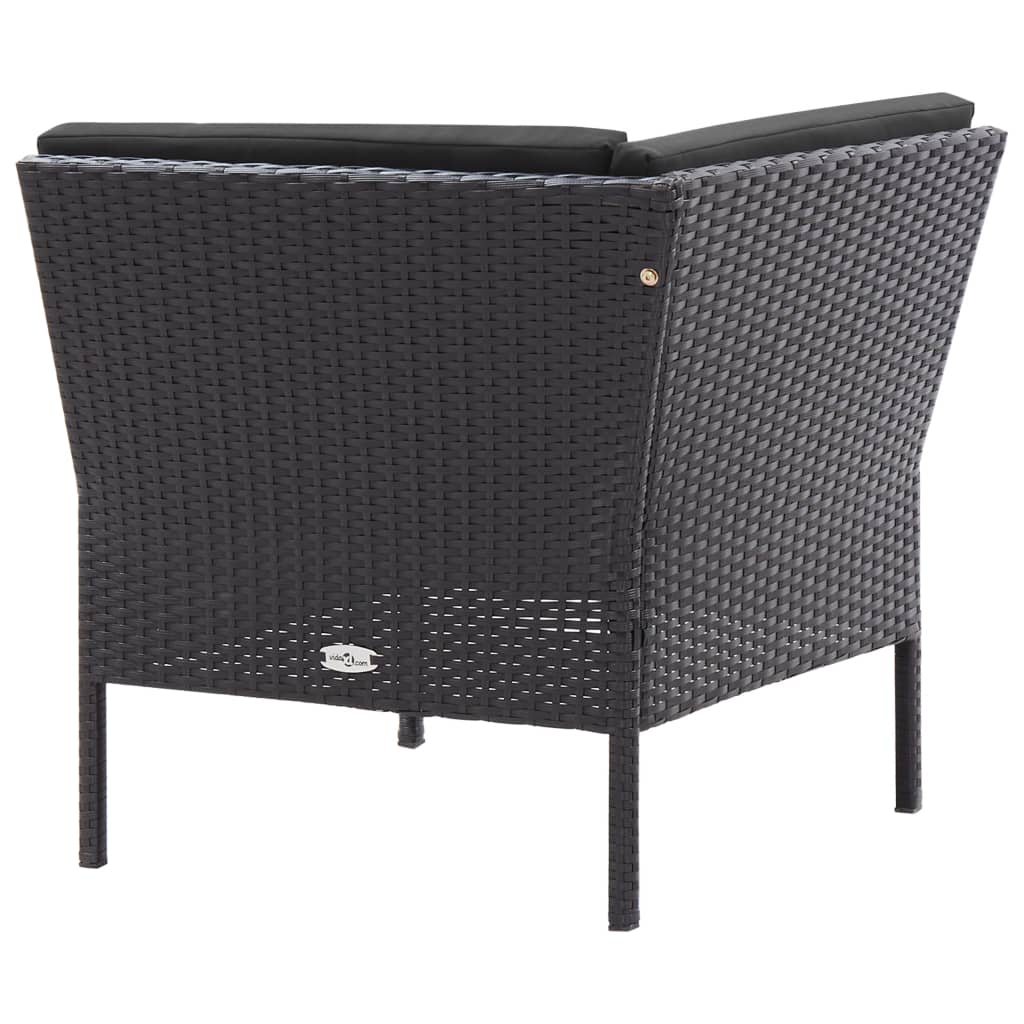 Set Divani da Giardino 3 pz con Cuscini in Polyrattan Nero - homemem39