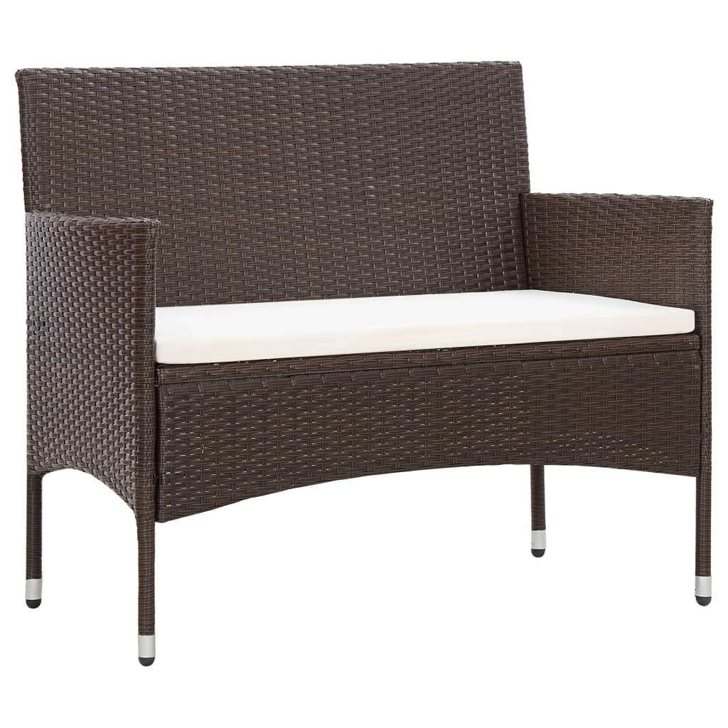 Set Divani da Giardino 4 pz con Cuscini in Polyrattan Marrone - homemem39