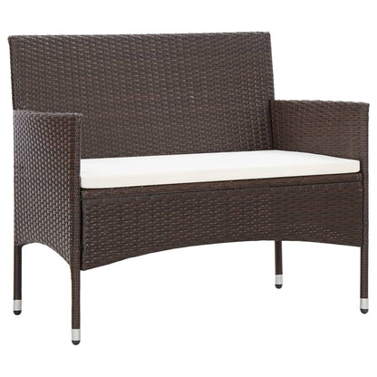 Set Divani da Giardino 4 pz con Cuscini in Polyrattan Marrone - homemem39