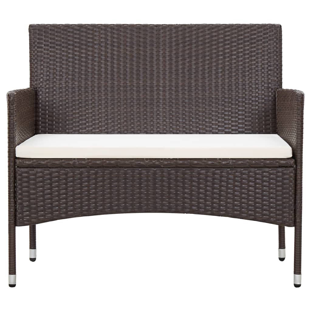 Set Divani da Giardino 4 pz con Cuscini in Polyrattan Marrone - homemem39