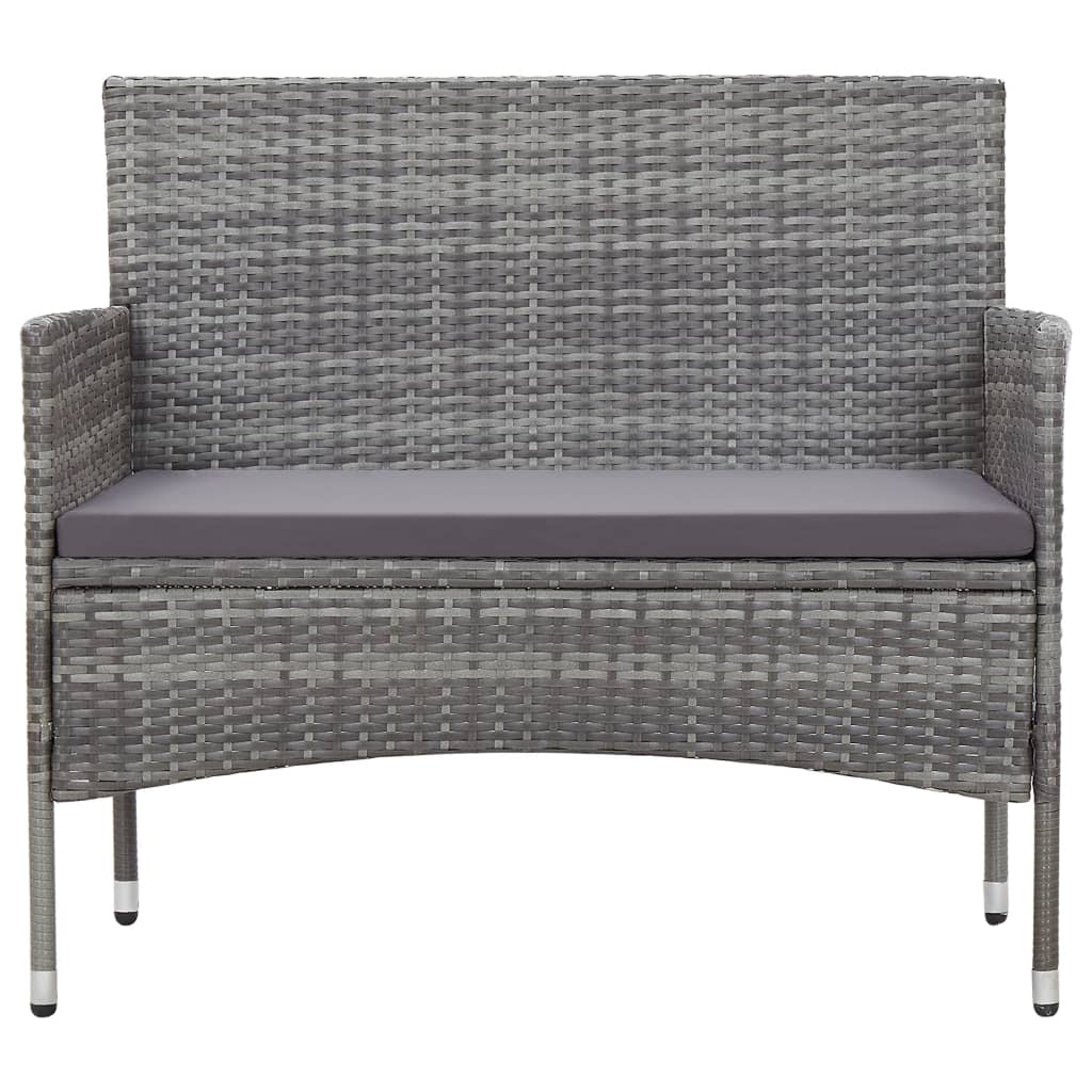 Set Divani da Giardino 4 pz con Cuscini in Polyrattan Grigio - homemem39