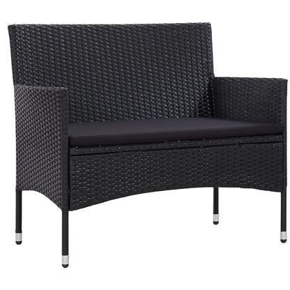 Set Divani da Giardino 4 pz con Cuscini in Polyrattan Nero - homemem39