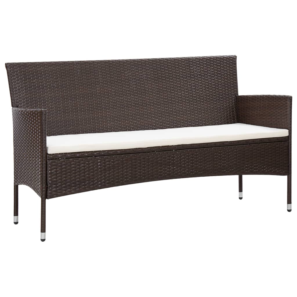 Set Divani da Giardino 4 pz con Cuscini in Polyrattan Marrone - homemem39