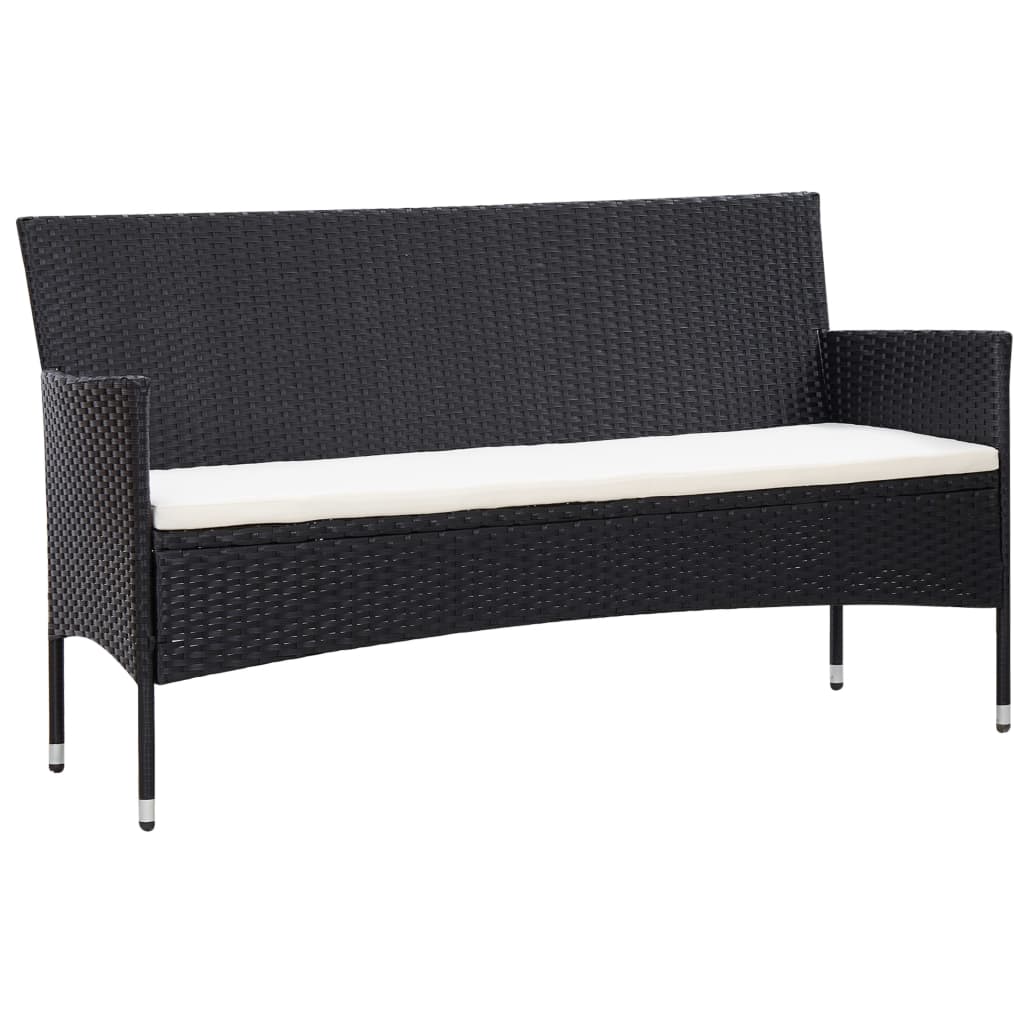 Set Divani da Giardino 4 pz con Cuscini in Polyrattan Nero - homemem39