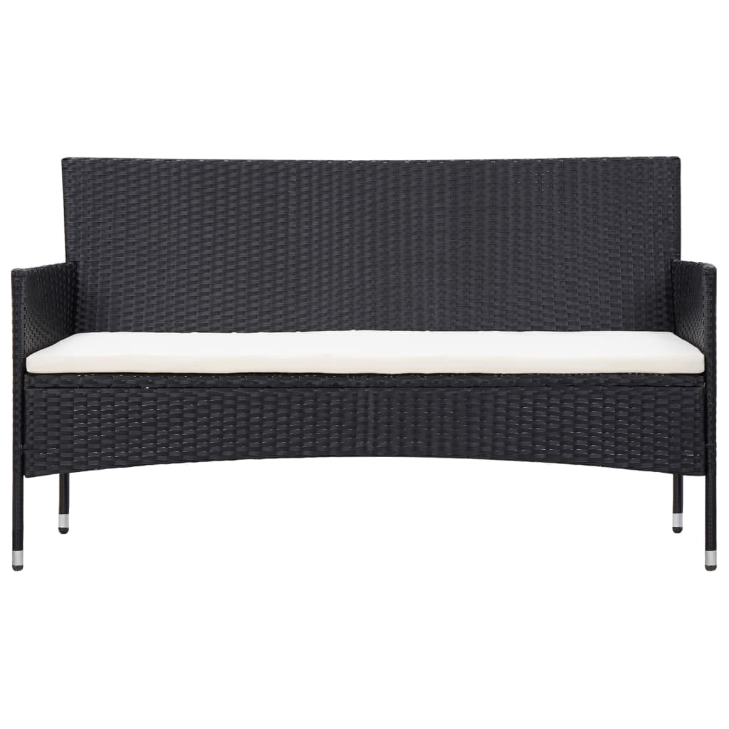 Set Divani da Giardino 4 pz con Cuscini in Polyrattan Nero - homemem39