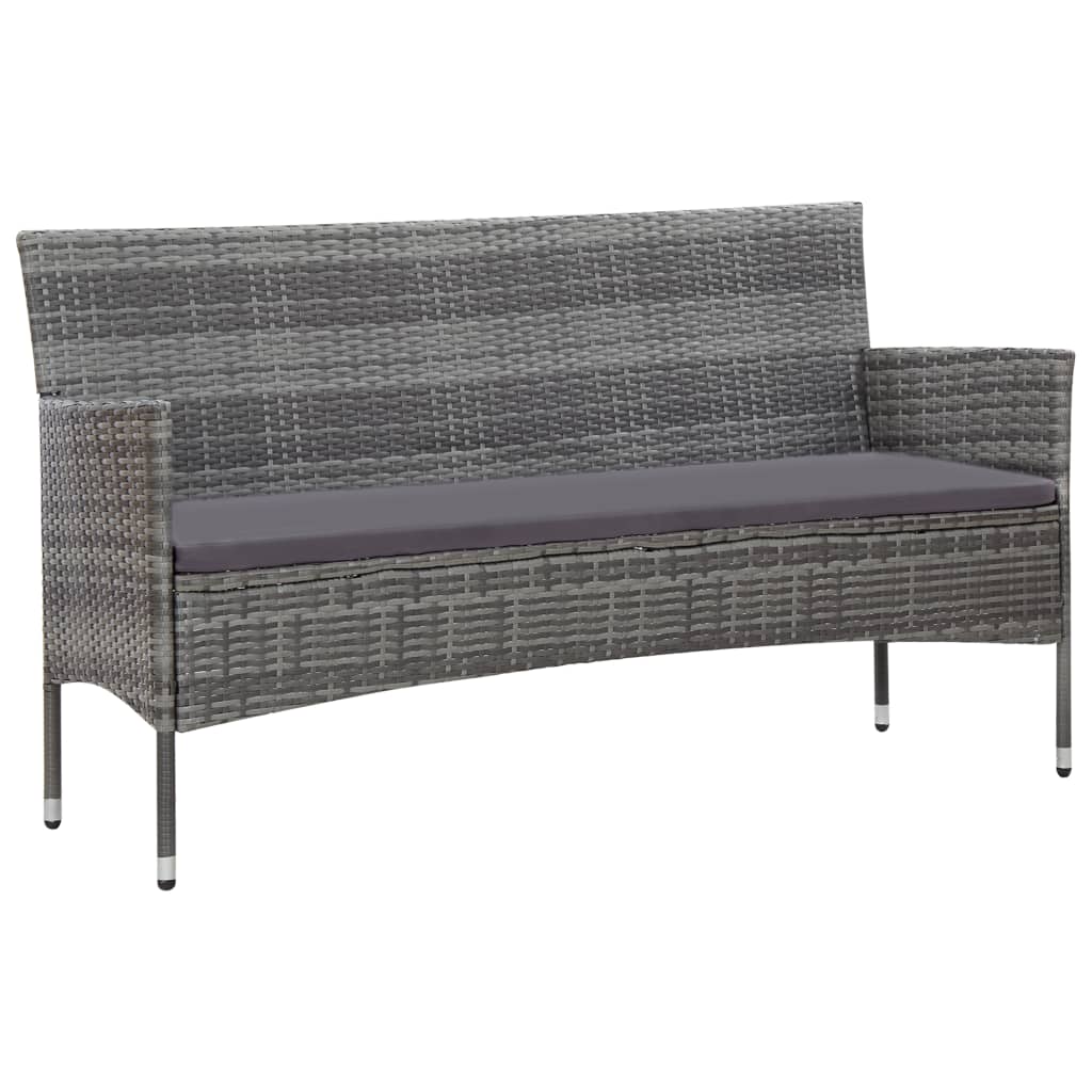 Set Divani da Giardino 4 pz con Cuscini in Polyrattan Grigio - homemem39