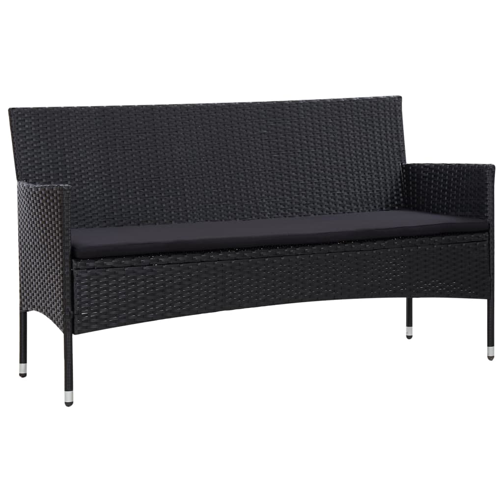 Set Divani da Giardino 4 pz con Cuscini in Polyrattan Nero - homemem39