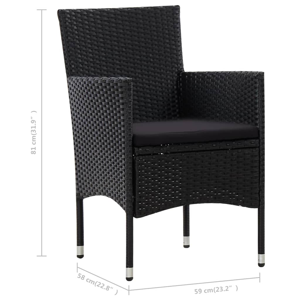 Set Divani da Giardino 4 pz con Cuscini in Polyrattan Nero - homemem39