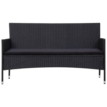 Set Divani da Giardino 4 pz con Cuscini in Polyrattan Nero - homemem39