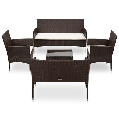 Set Divani da Giardino 5 pz con Cuscini in Polyrattan Marrone - homemem39