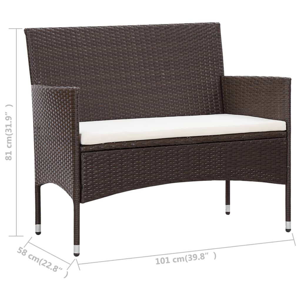 Set Divani da Giardino 5 pz con Cuscini in Polyrattan Marrone - homemem39