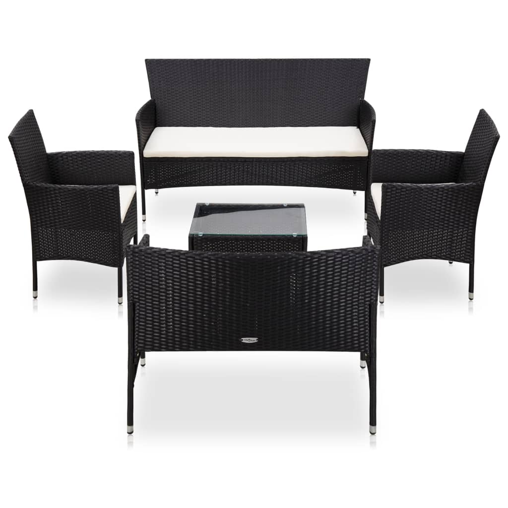 Set Divani da Giardino 5 pz con Cuscini in Polyrattan Nero - homemem39