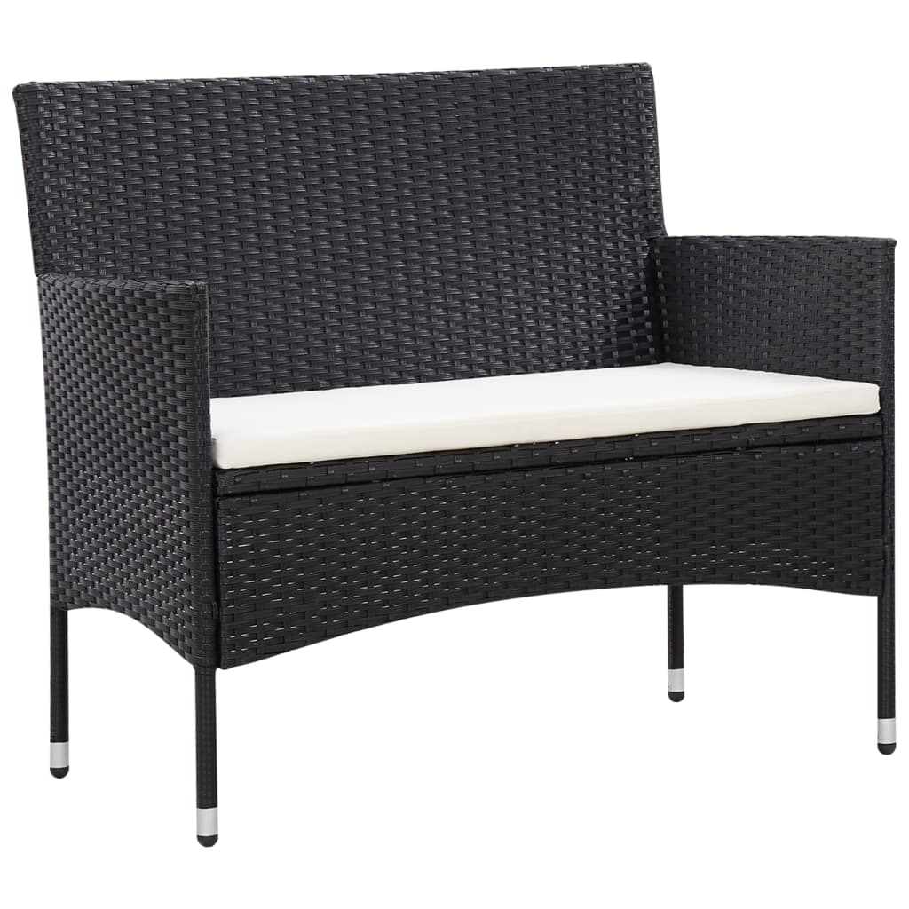 Set Divani da Giardino 5 pz con Cuscini in Polyrattan Nero - homemem39