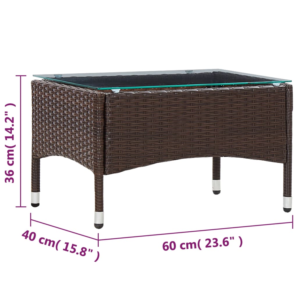 Tavolino da Caffè Marrone 60x40x36 cm in Polyrattan - homemem39