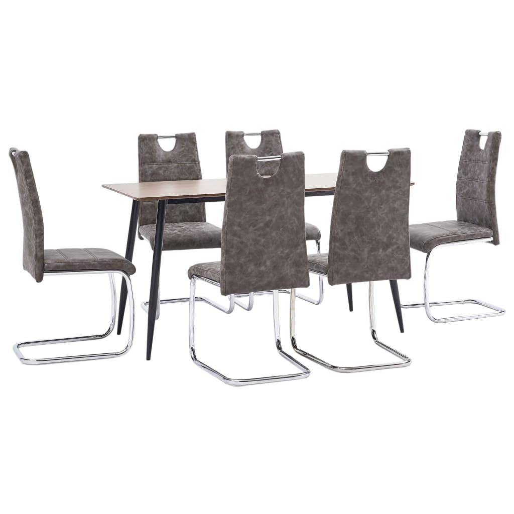 Set Sala da Pranzo 7 pz in Similpelle Marrone - homemem39