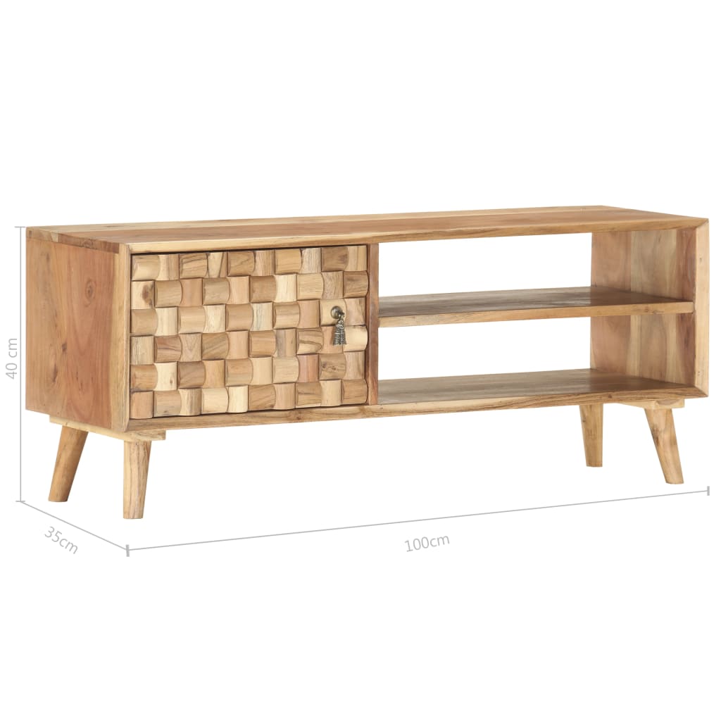 Mobile Porta TV 100x35x40 cm in Legno Massello di Acacia - homemem39