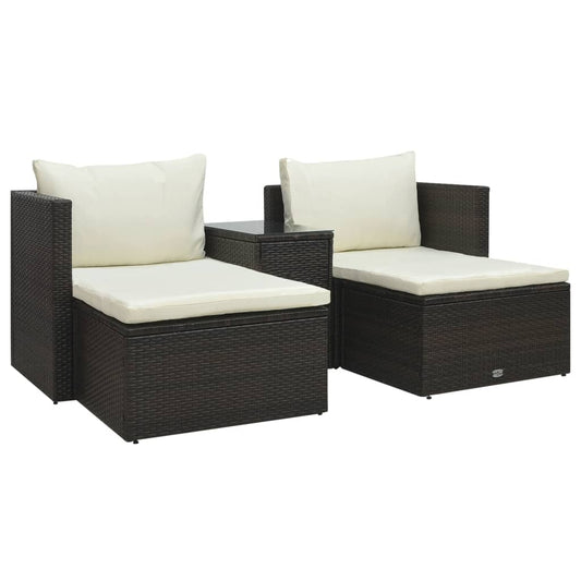 Set Divani da Giardino 5 pz con Cuscini in Polyrattan Marrone - homemem39