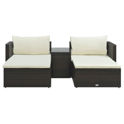 Set Divani da Giardino 5 pz con Cuscini in Polyrattan Marrone - homemem39