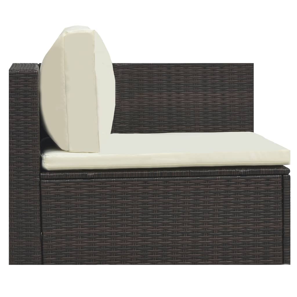 Set Divani da Giardino 5 pz con Cuscini in Polyrattan Marrone - homemem39