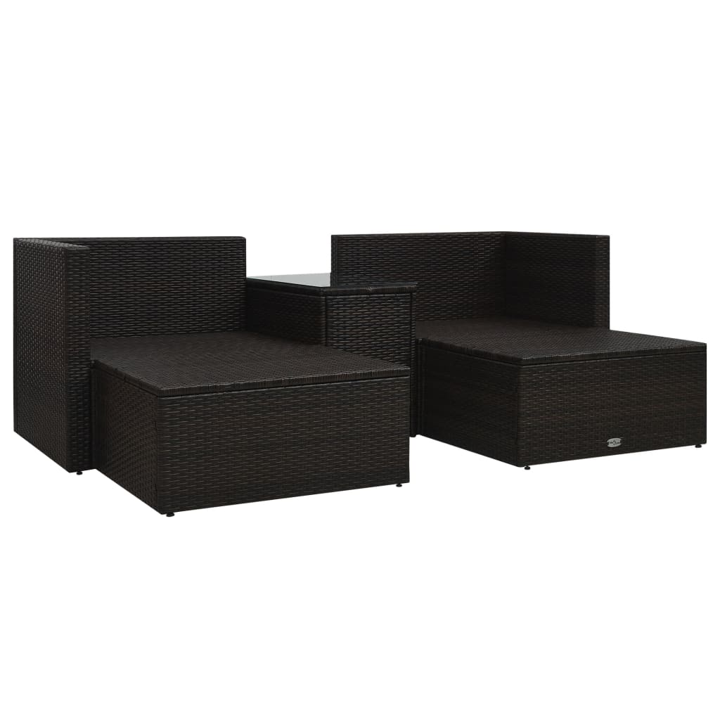 Set Divani da Giardino 5 pz con Cuscini in Polyrattan Marrone - homemem39