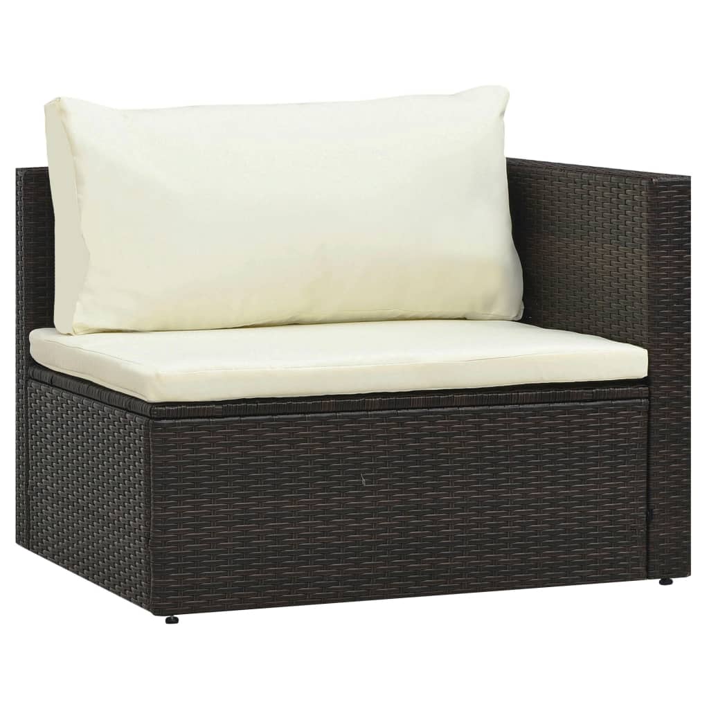 Set Divani da Giardino 5 pz con Cuscini in Polyrattan Marrone - homemem39