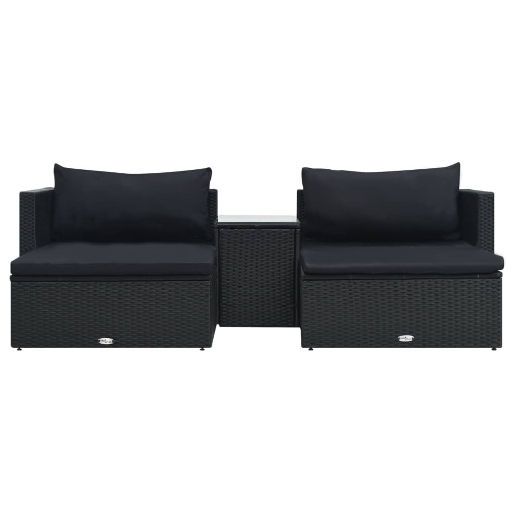 Set Divani da Giardino 5 pz con Cuscini in Polyrattan Nero - homemem39