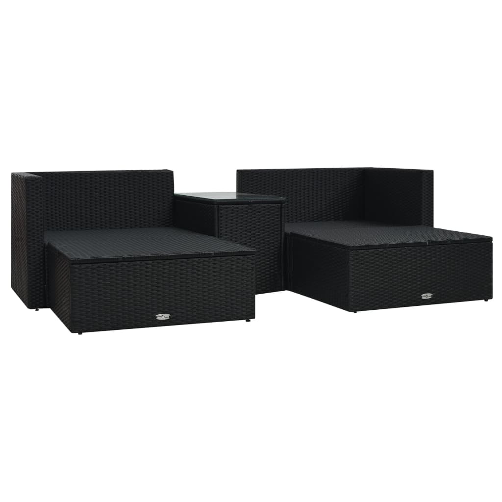 Set Divani da Giardino 5 pz con Cuscini in Polyrattan Nero - homemem39