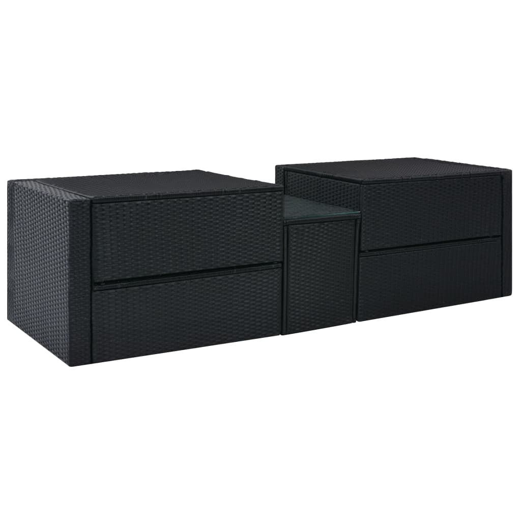 Set Divani da Giardino 5 pz con Cuscini in Polyrattan Nero - homemem39