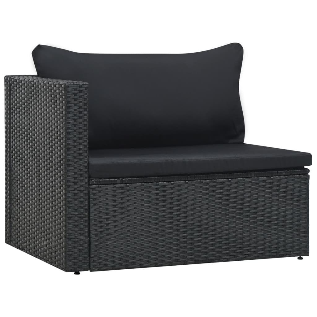 Set Divani da Giardino 5 pz con Cuscini in Polyrattan Nero - homemem39