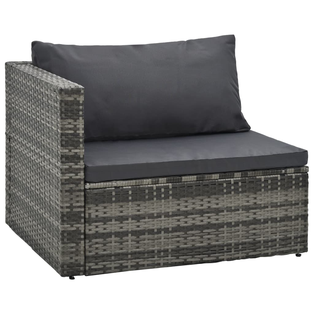 Set Divani da Giardino 5 pz con Cuscini in Polyrattan Grigio - homemem39