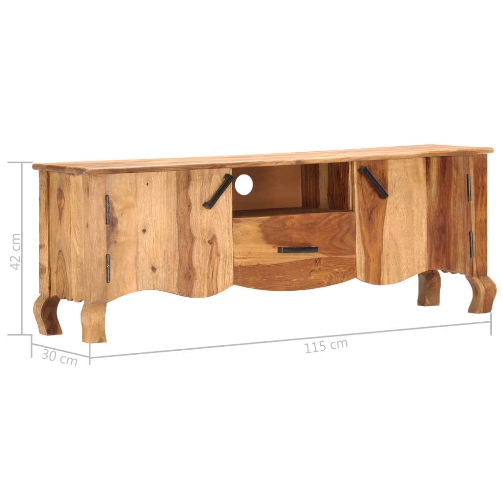 Mobile Porta TV 115x30x42 cm in Legno Massello di Sheesham - homemem39