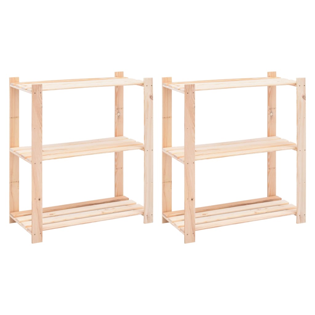 Scaffali a 3 Livelli 2 pz 80x38x90 cm in Massello Pino 150 kg - homemem39