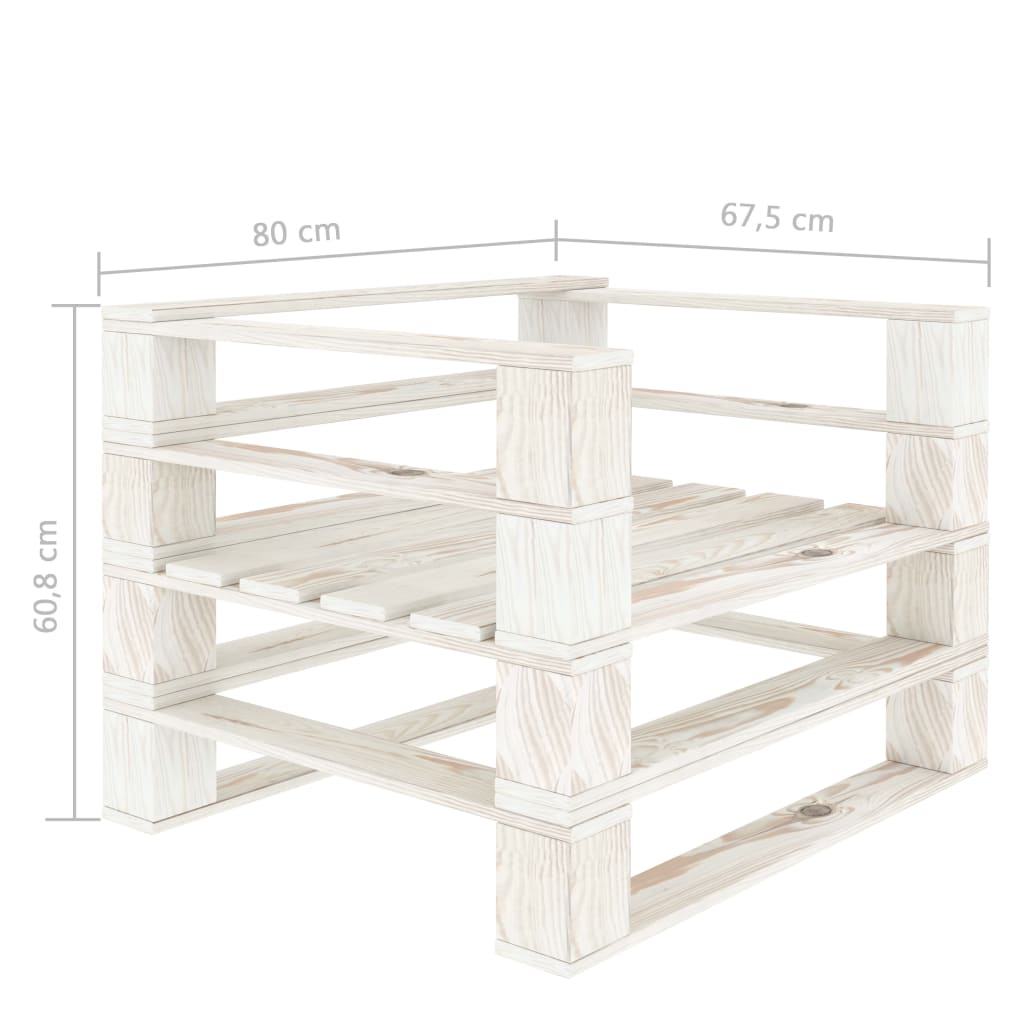 Poltrona da Giardino in Pallet in Legno Bianca - homemem39