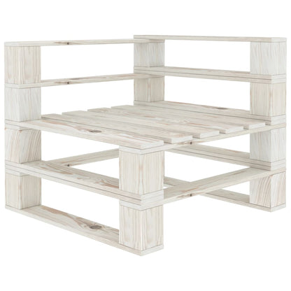 Divano da Giardino ad Angolo in Pallet in Legno Bianco - homemem39