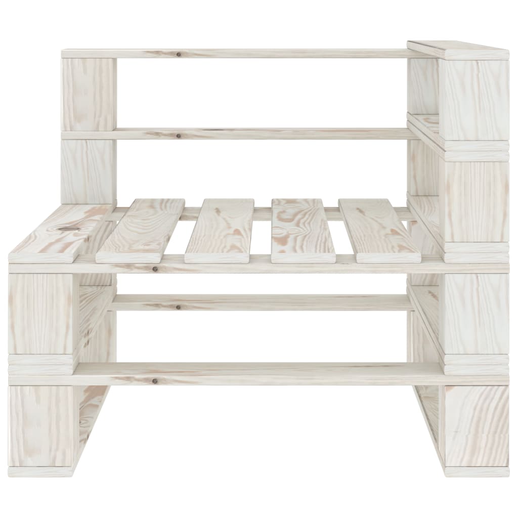 Divano da Giardino ad Angolo in Pallet in Legno Bianco - homemem39