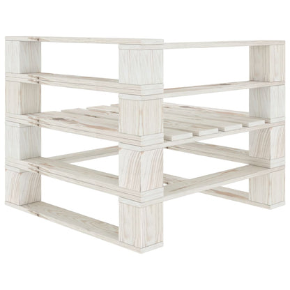 Divano da Giardino ad Angolo in Pallet in Legno Bianco - homemem39